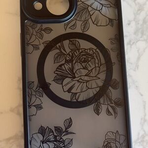 Floral Pattern Phone Case - Black